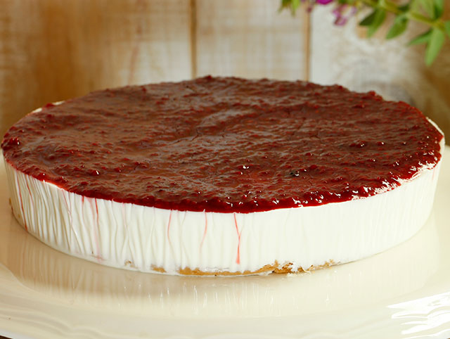 Cheesecake salsa frambuesa